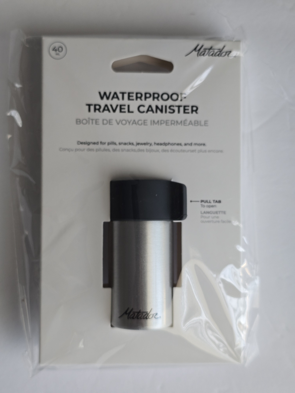 Waterproof Travel Canister — Silver/Black